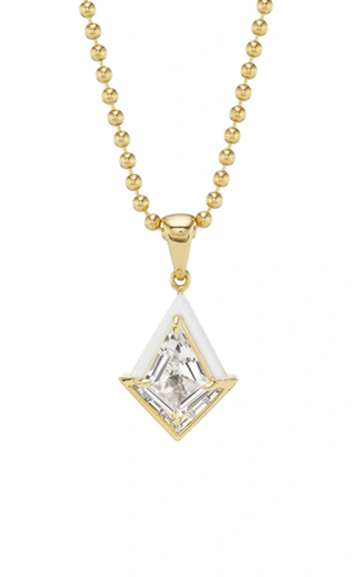 Shop Emily P Wheeler Women's Twinkle Enameled 18k Yellow Gold Topaz; Diamond Necklace In White