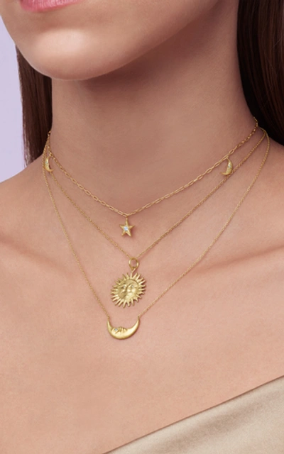 Shop Anthony Lent Crescent Moonface 18k Yellow Gold Diamond Necklace