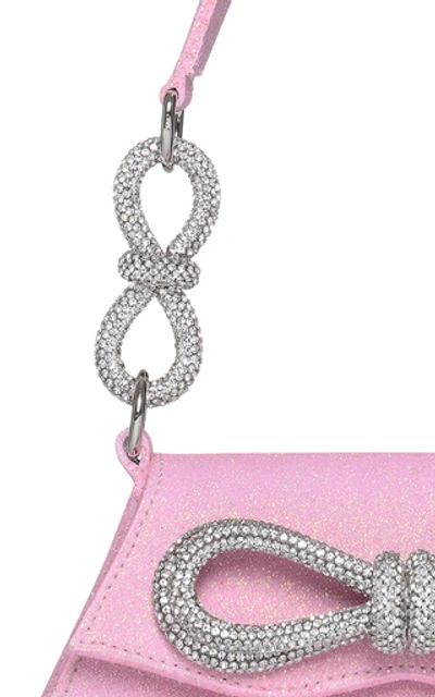 Shop Mach & Mach Samantha Double-bow Glittered Shoulder Bag In Pink