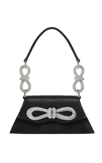 Shop Mach & Mach Samantha Double-bow Leather Shoulder Bag In Black