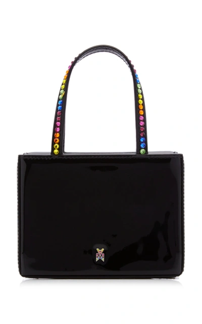 Shop Amina Muaddi Superamina Gilda Rainbow Patent Leather Tote In Black