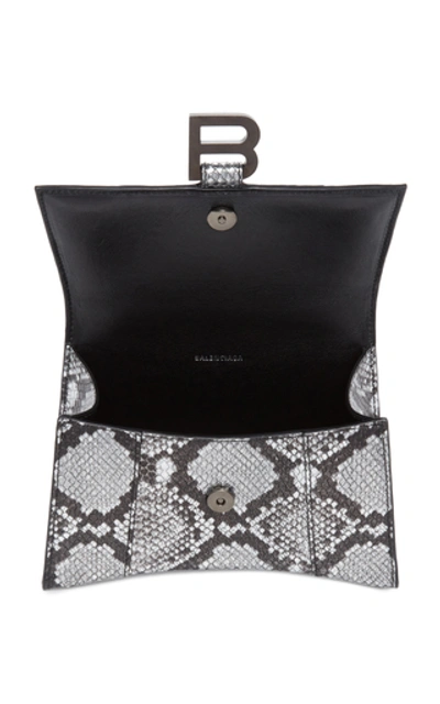 Shop Balenciaga Hourglass Xs Snake-effect Leather Bag In Silver
