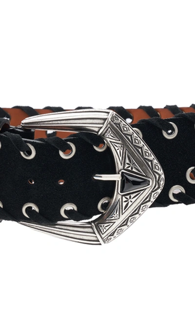 Shop Etro Women's Embellished Faux Suede Waist Belt In Black