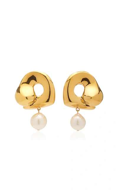 Shop Agmes Women's X Simone Bodmer-turner Sandra 18k Gold Vermeil Pearl Earrings