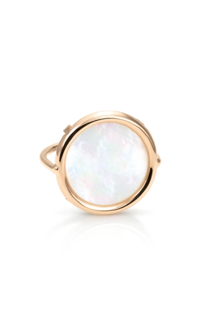 Shop Ginette Ny Women's Disc 18k Rose Gold Mother-of-pearl Ring In White
