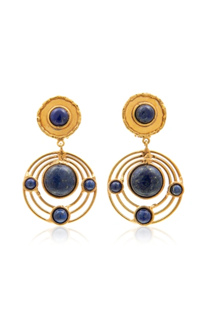 Shop Sylvia Toledano Women's Ellipse Lapis 22k Gold-plated Earrings In Blue