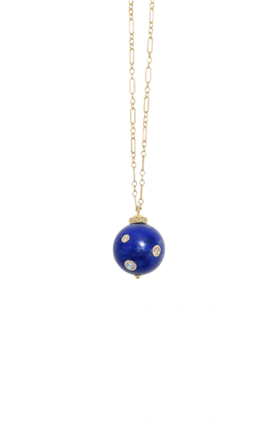 Shop Pamela Love Women's Full Moon 18k Yellow Gold Lapis; Diamond Necklace In Blue