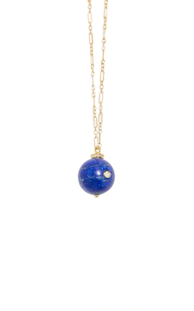 Shop Pamela Love Women's Full Moon 18k Yellow Gold Lapis; Diamond Necklace In Blue