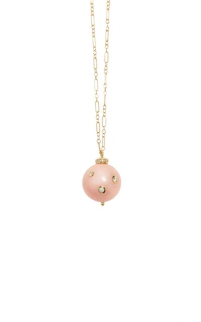 Shop Pamela Love Women's Full Moon 18k Yellow Gold Opal; Diamond Necklace In Pink
