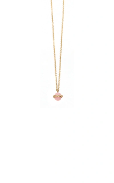 Shop Pamela Love Women's Mini Comet 18k Yellow Gold Opal; Diamond Necklace In Pink