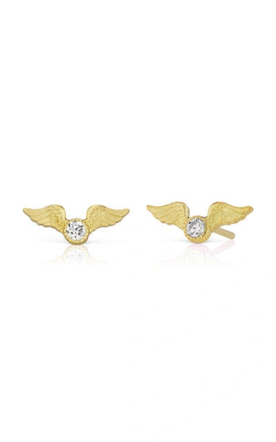 Shop Anthony Lent Tiny Flying Diamond 18k Yellow Gold Diamond Earrings