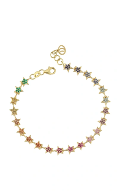 Shop Charms Company Women's Milky Way 14k Yellow Gold Sapphire Bracelet In Multi