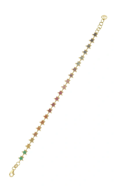 Shop Charms Company Women's Milky Way 14k Yellow Gold Sapphire Bracelet In Multi