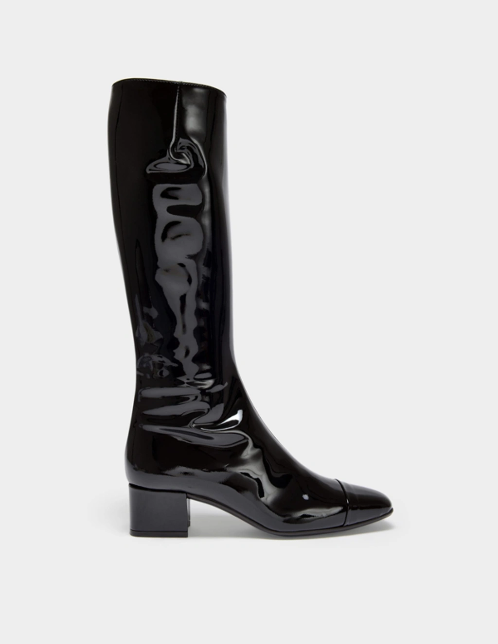 ロングブーツ CAREL FW24 MALAGA BOOT (331592 BLACK WHIT) Malaga - White fabric and patent leather boots | Carel Paris