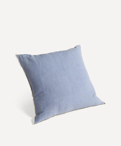Shop Hay Outline Cotton-linen Cushion In Ice Blue