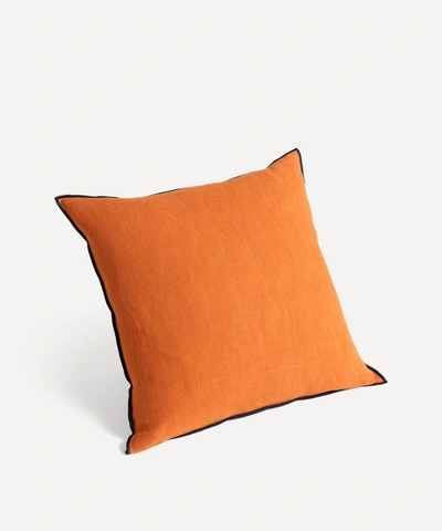 Shop Hay Outline Cotton-linen Cushion In Sienna
