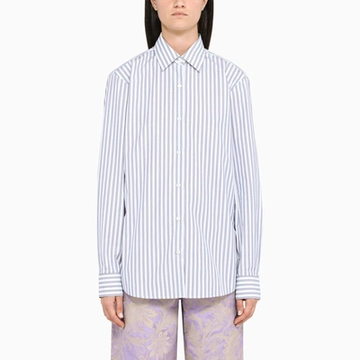 Shop Dries Van Noten White/blue Striped Shirt In ["blue"/ "white"]