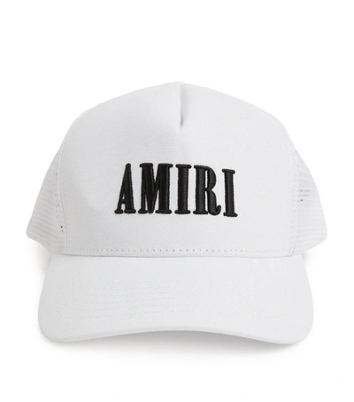 Shop Amiri Logo Trucker Cap In White
