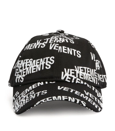 Shop Vetements Logo Print Baseball Cap In Black