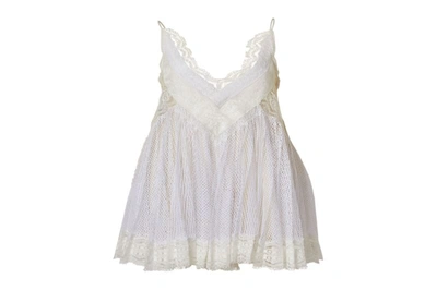 Shop Burberry Silk Lace Mini Dress In White