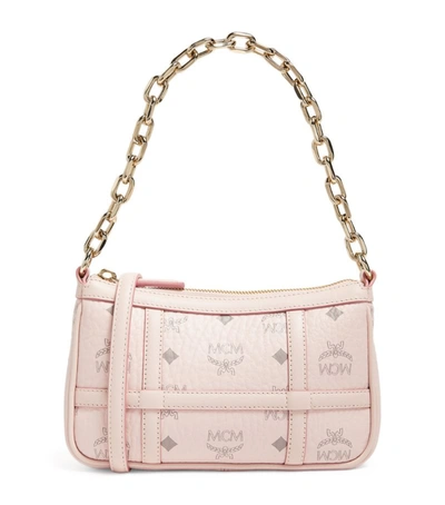 Shop Mcm Mini Delmy Visetos Shoulder Bag In Pink
