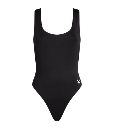 Shop Off-white Logo Swimsuit In Black