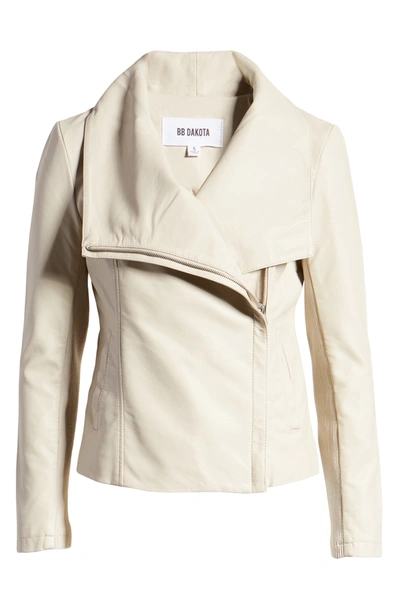 Shop Bb Dakota By Steve Madden Bb Dakota Up To Speed Faux Leather Moto Jacket In Bone