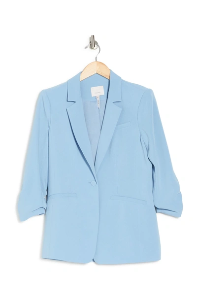 Shop Cinq À Sept Khloe Ruched Sleeve Blazer In Cloudy Day