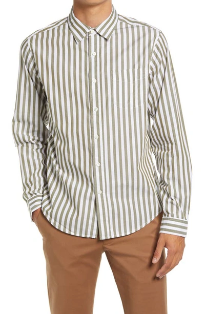 Shop Alex Mill Stripe Button-up Shirt In Olive/ White