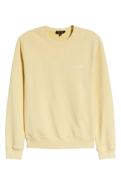 Shop Apc Logo Crewneck Sweatshirt In Light Yellow