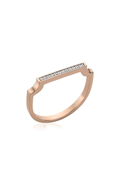 Shop Monica Vinader Signature Thin Diamond Ring In Rose Gold/ Diamond
