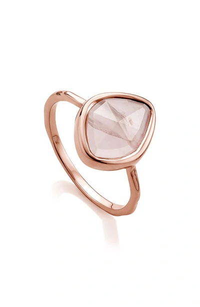 Shop Monica Vinader Siren Small Nugget Stacking Ring In Rose Gold/ Rose Quartz