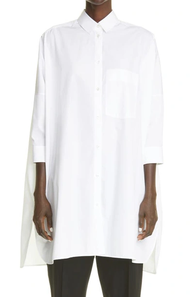 Shop Jil Sander Sunday Oversize Cotton Button-up Blouse In White