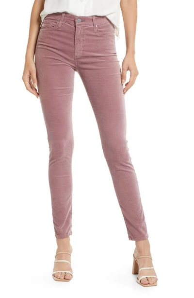 Shop Ag The Farrah High Waist Velvet Jeans In Lavender Sunset
