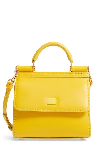 Shop Dolce & Gabbana Sicily 58 Mini Top Handle Leather Satchel In Giallo Or