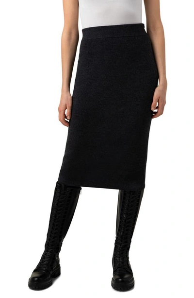 Shop Akris Wool Rib Sweater Skirt In Graphite