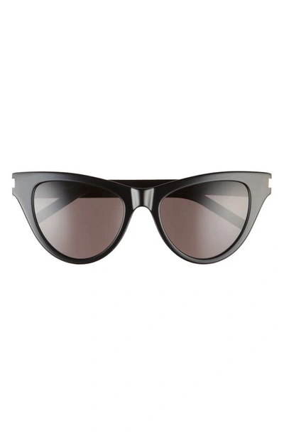 Shop Saint Laurent 54mm Cat Eye Sunglasses In Black/ Black