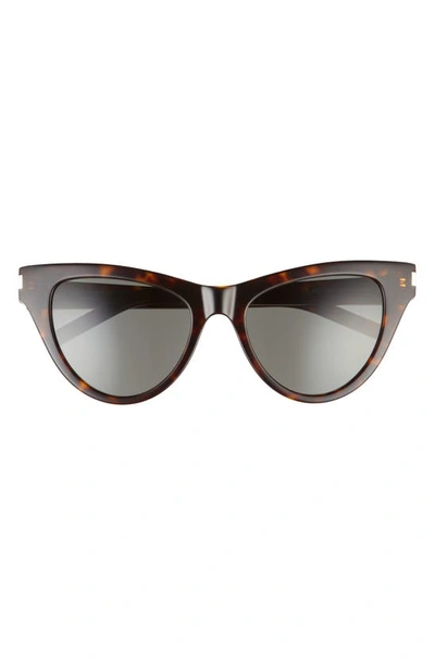 Shop Saint Laurent 54mm Cat Eye Sunglasses In Avana/ Brown