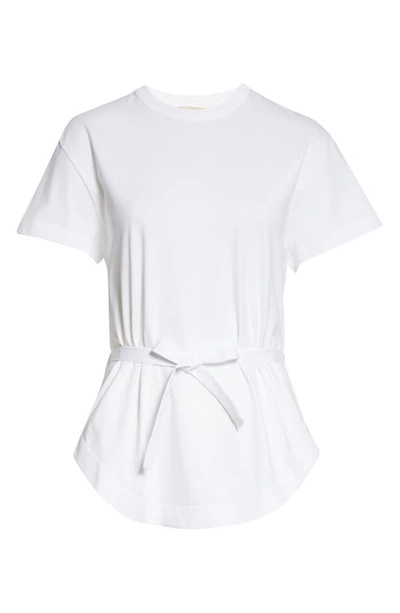 Shop Alaïa Tie Waist Cotton T-shirt In Blanc