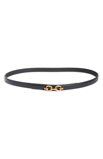 Shop Saint Laurent Link Buckle Calfskin Leather Belt In Nero