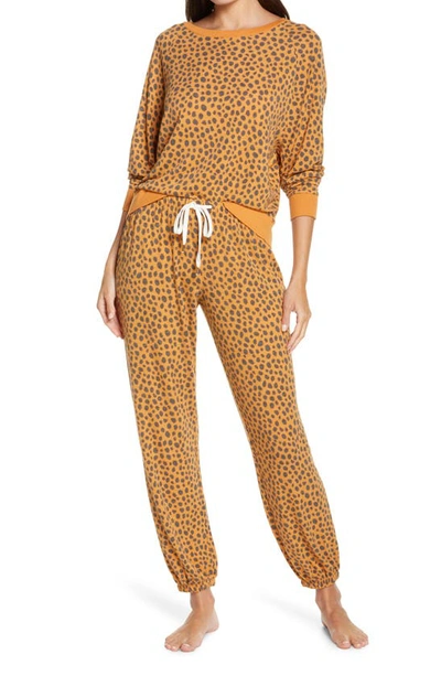 Shop Honeydew Intimates Star Seeker Brushed Jersey Pajamas In Pumpkin Spice Cheetah