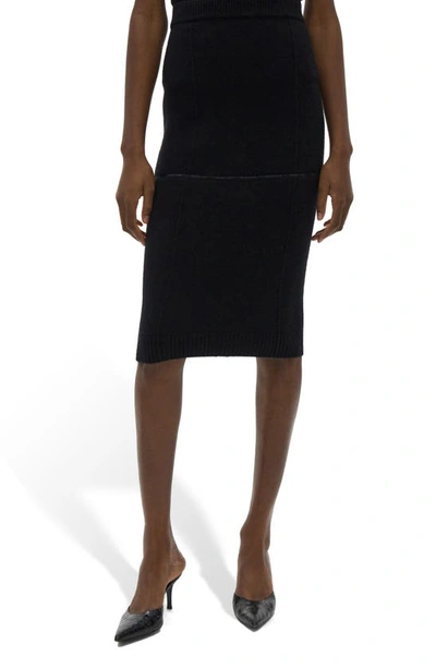 Shop Helmut Lang Utility Wool Pencil Skirt In Black/ Black