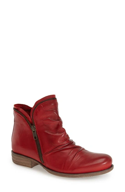 Miz Mooz Luna Womens Leather Ruched Ankle Boots In Red