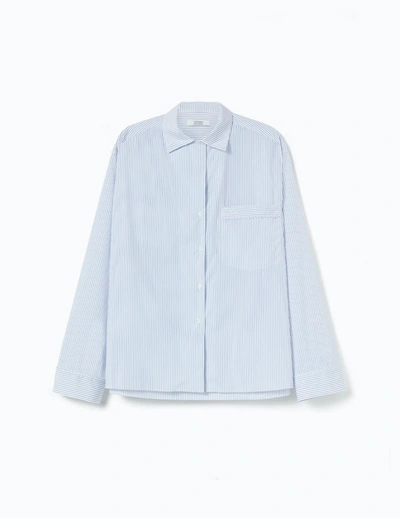 Shop A-line Serenity Blue Stripes Pyjama Shirt In Serenity-blue-stripes