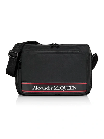 Shop Alexander Mcqueen Urban Logo Messenger Bag In Black Lust