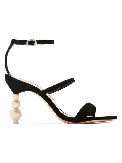 Shop Sophia Webster Women's Rosalind Pearl-heel Suede Sandals In Black Pearl