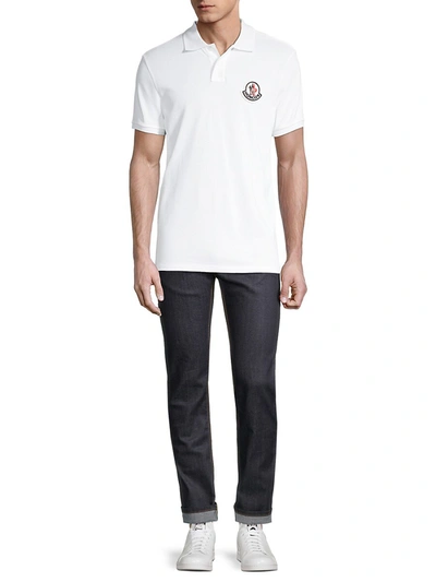 Shop Moncler Slim-fit Logo Polo Shirt In Blue