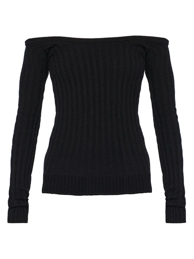 Shop Erdem Harper Off-the-shoulder Sweater In Black