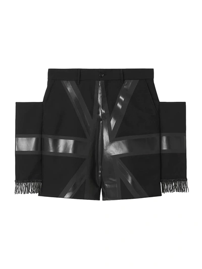 Shop Burberry Wool Union Jack Shorts In Black