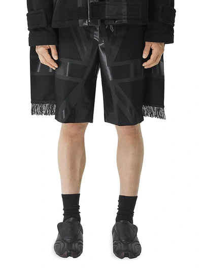 Shop Burberry Wool Union Jack Shorts In Black